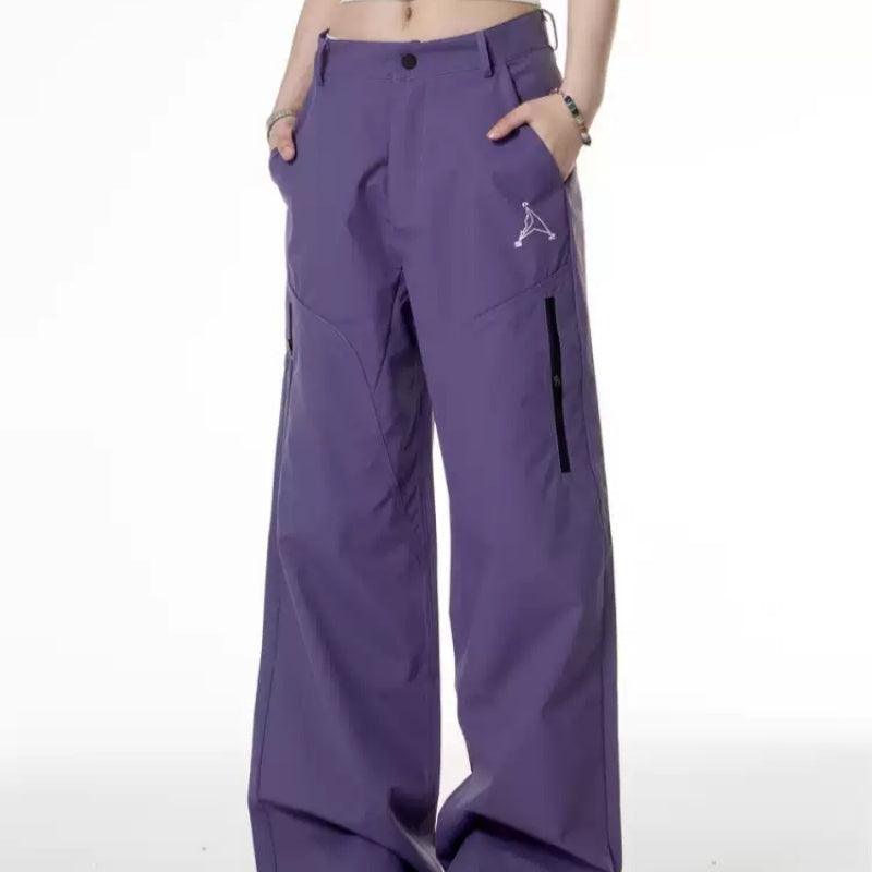 Retro Spicy Girl Style Ginger Yellow Soft Shell Wide Leg Tactical Pants