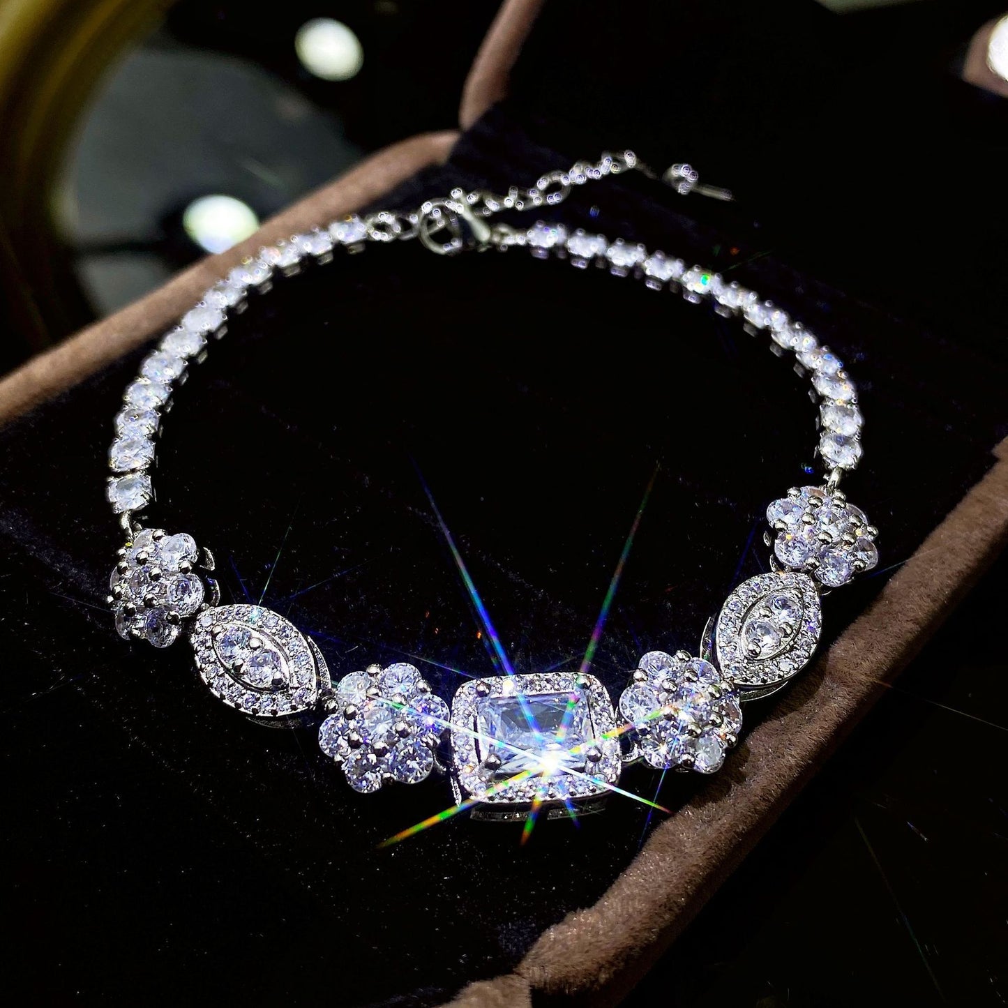 Women's Sterling Silver-plated Diamond Bracelet
