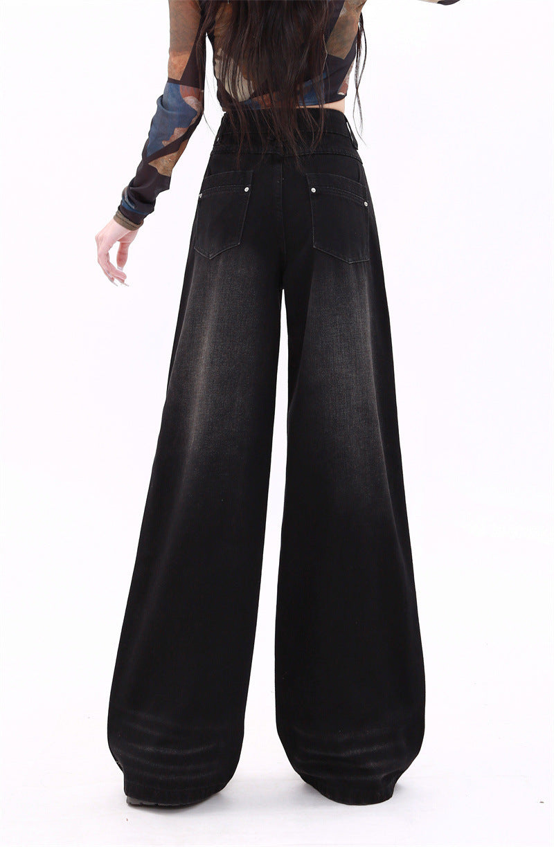 Retro Washed Straight Jeans For Women