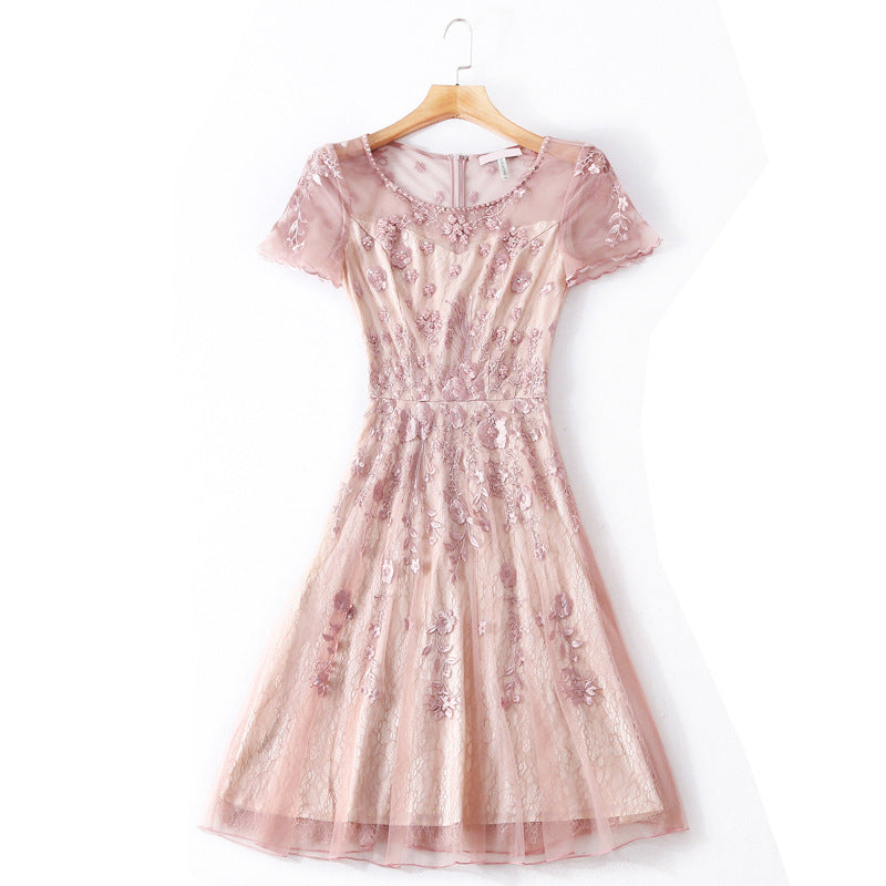 Cheerful pink, Mesh, evening dress.