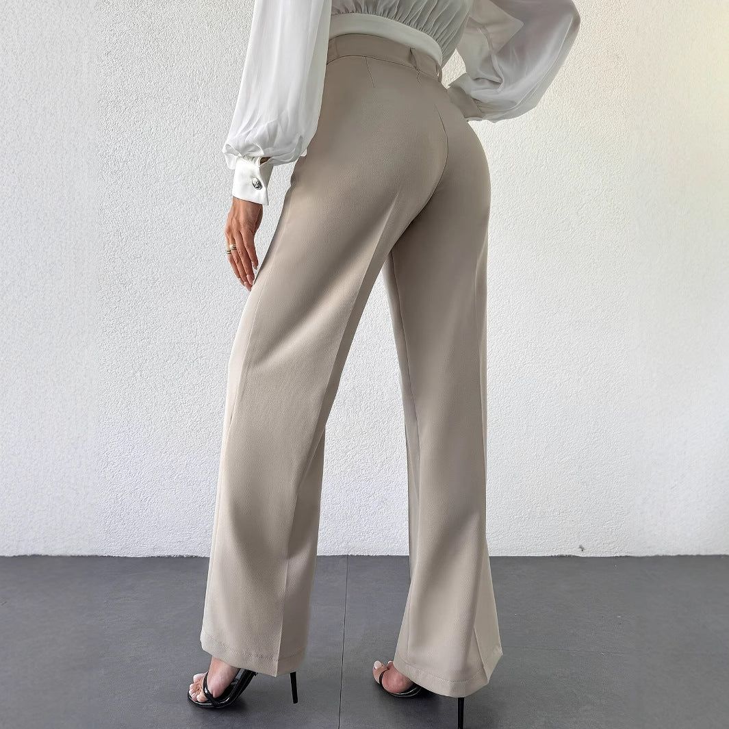 2025 The Luxe Line High Waist Slimming And Straight, Side Pocket French Commuter Business Trousers