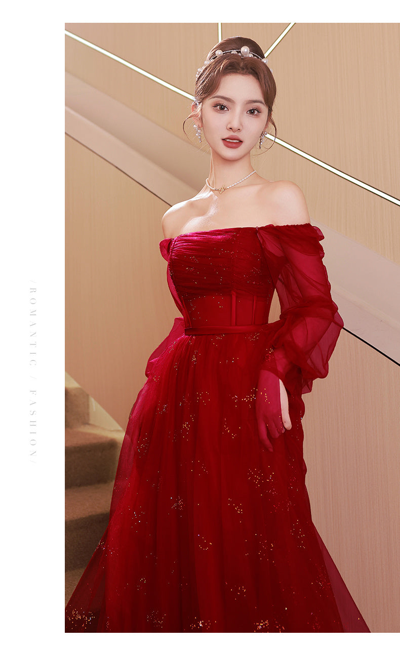 Wine Red Evening Dress For Women