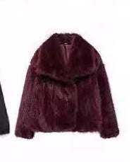 Winter Plush Coat Fashion Warm Thicken Fluffy Lapel Jacket Outwear Long Sleeve