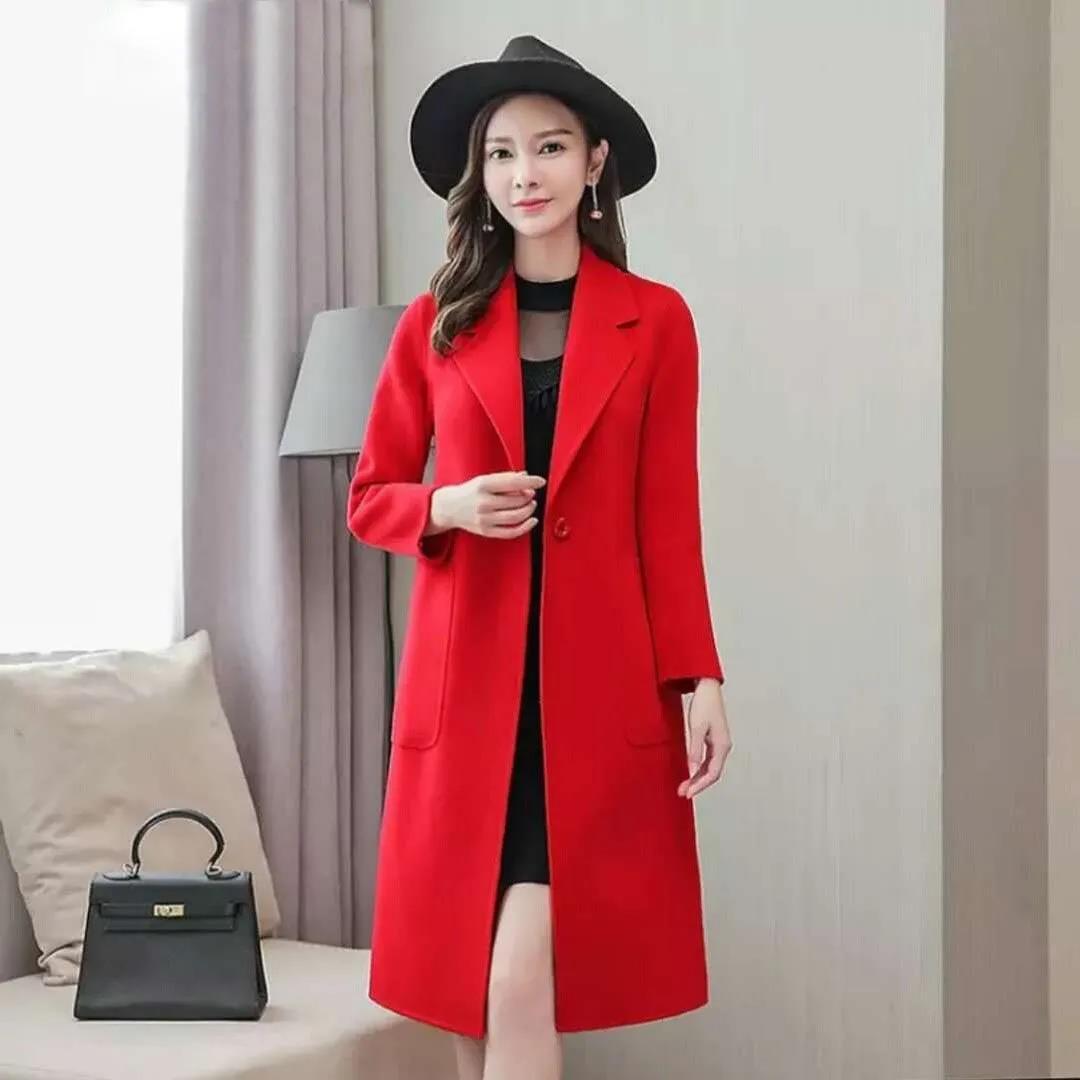 Mid-length Thin and Loose Wool Overcoat Women's Coat