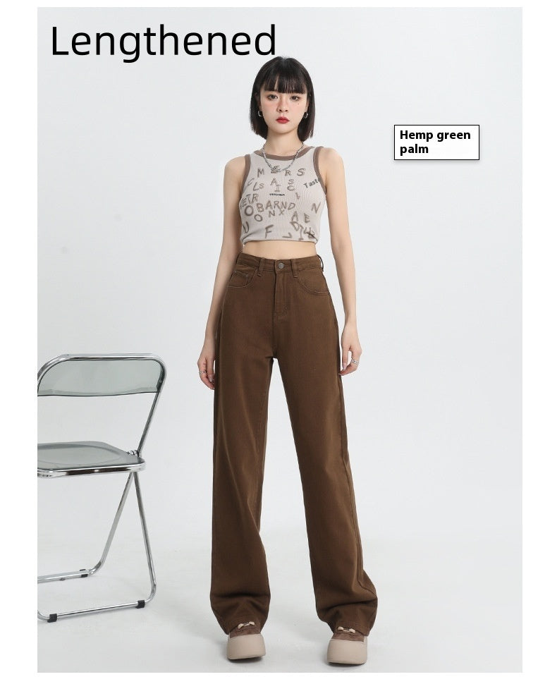 Brown Coffee Color Wide Leg Daddy Soft Straight Jeans