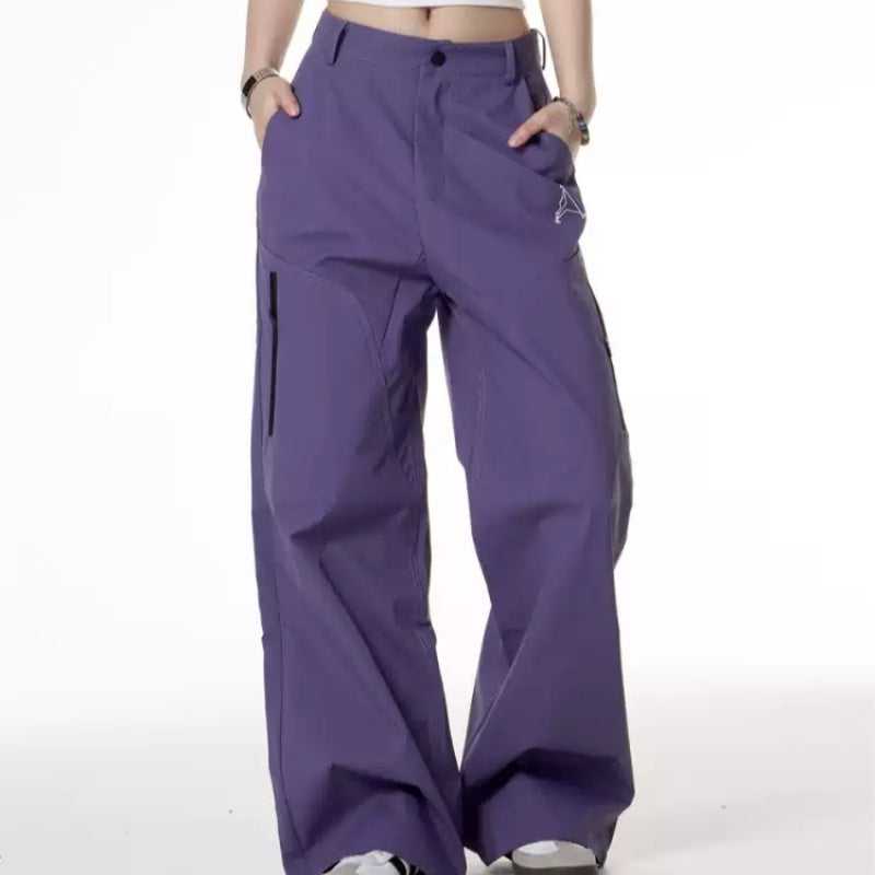 Retro Spicy Girl Style Ginger Yellow Soft Shell Wide Leg Tactical Pants
