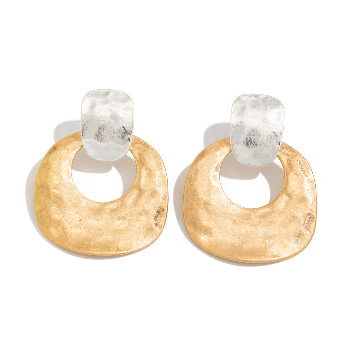 Fashion Metal Texture Glossy Earrings Design Pleated Irregular Geometry