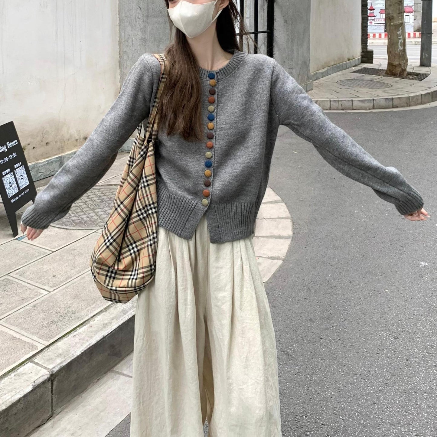 Temperament Wild Western Style Youthful-looking Vintage Wine Sweater Coat