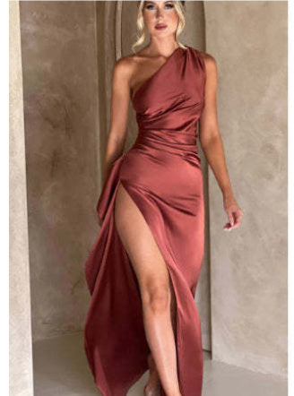 The Goddess Glow Sexy Summer Elegant Slim-fit Solid Color Satin Dresses For Women