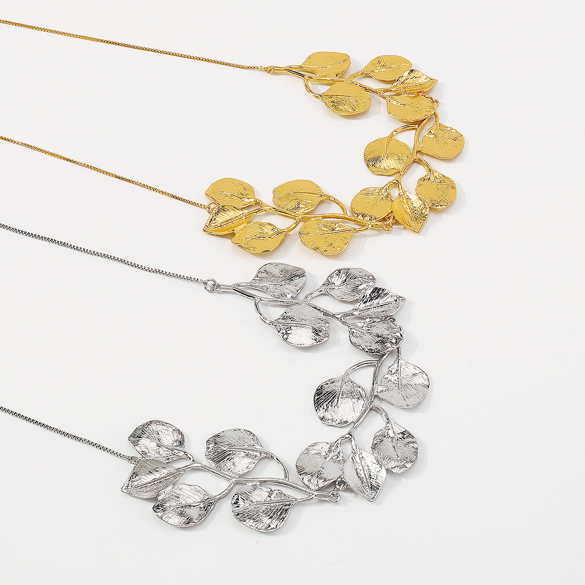2025 Earring Necklace Luxury Metal Leaf Earrings Choker For Women Personality Jewelry Gift