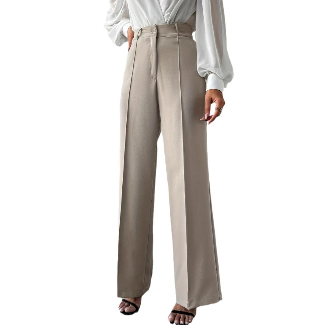 2025 The Luxe Line High Waist Slimming And Straight, Side Pocket French Commuter Business Trousers