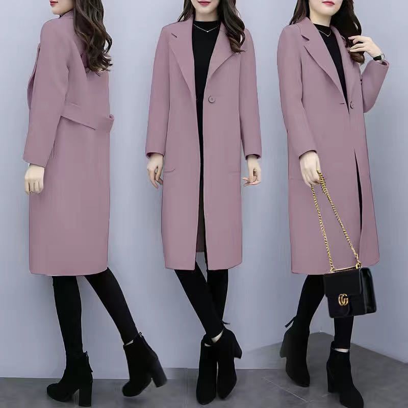 Mid-length Thin and Loose Wool Overcoat Women's Coat