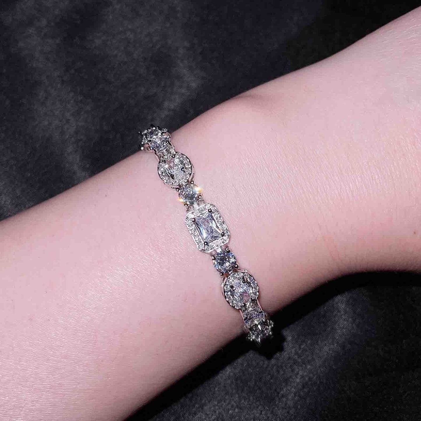 Women's Sterling Silver-plated Diamond Bracelet