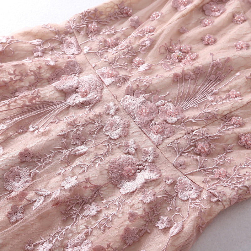 Cheerful pink, Mesh, evening dress.