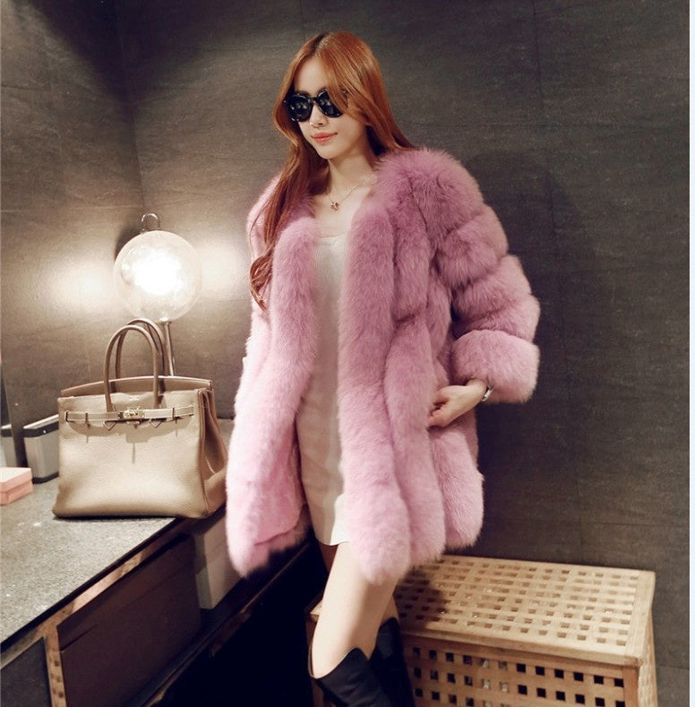 Fox Fur Mid-length Coat For Women