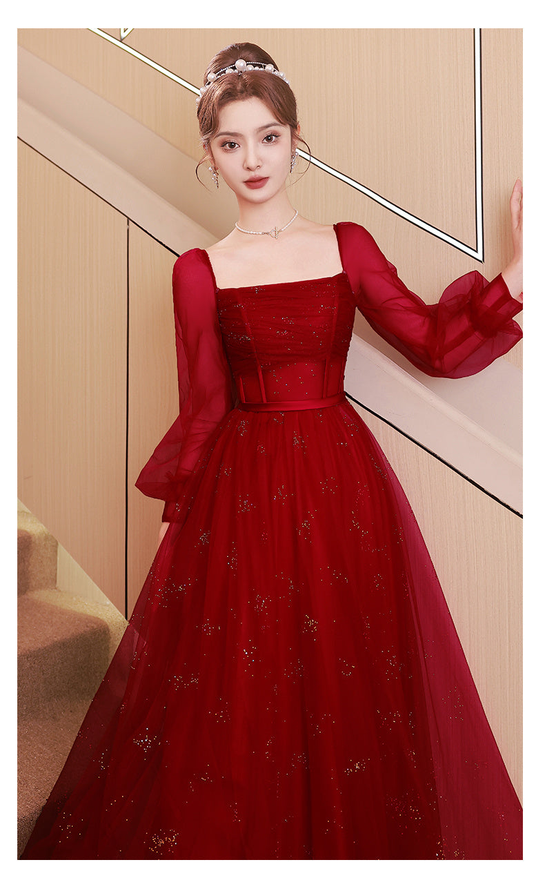 Wine Red Evening Dress For Women