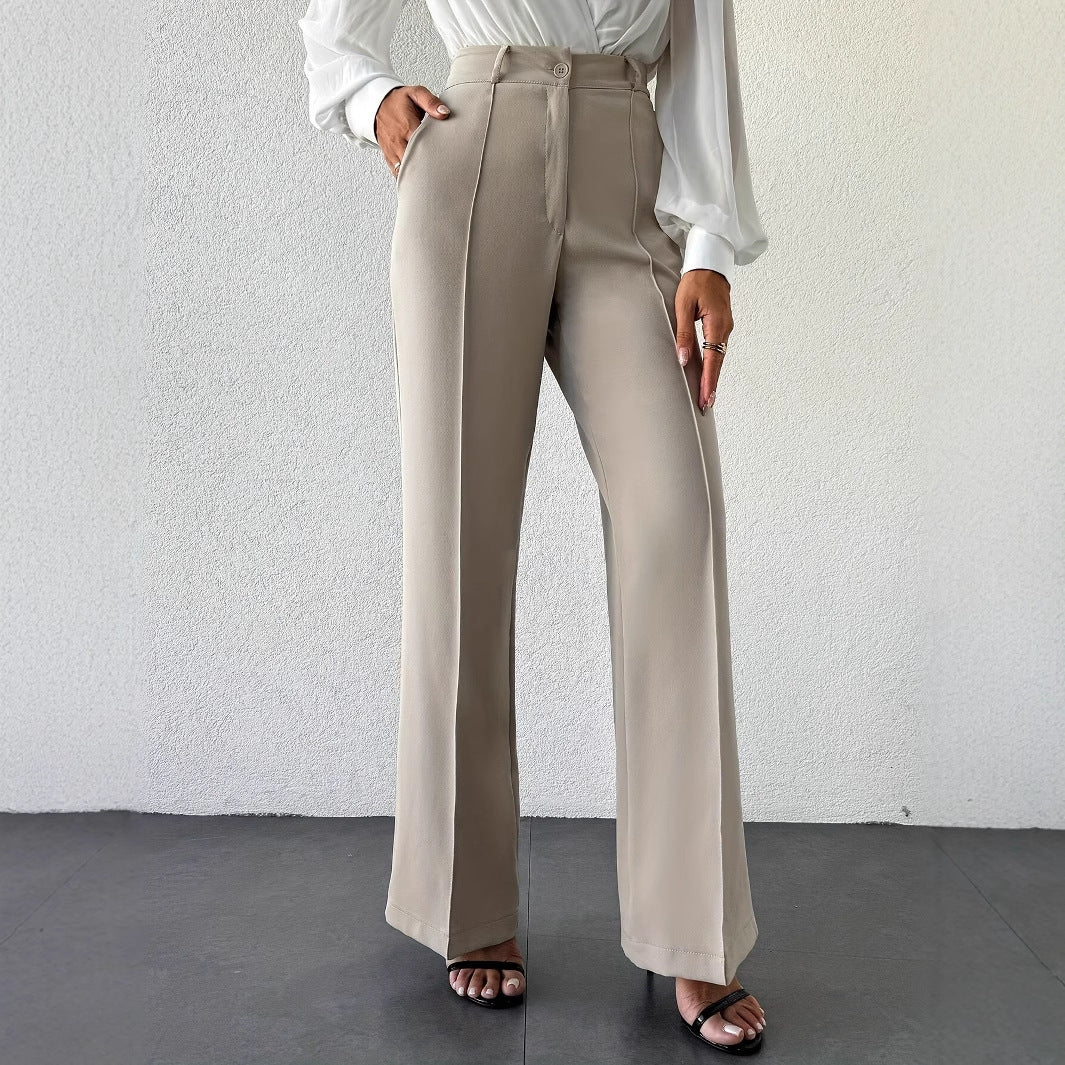 2025 The Luxe Line High Waist Slimming And Straight, Side Pocket French Commuter Business Trousers