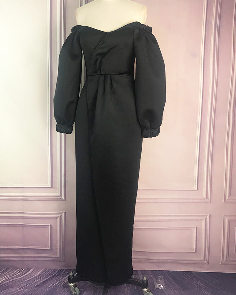 Bubble sleeve dress evening dress