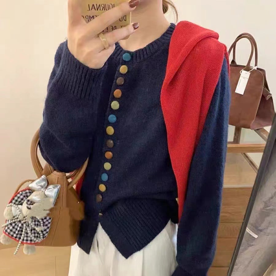 Temperament Wild Western Style Youthful-looking Vintage Wine Sweater Coat