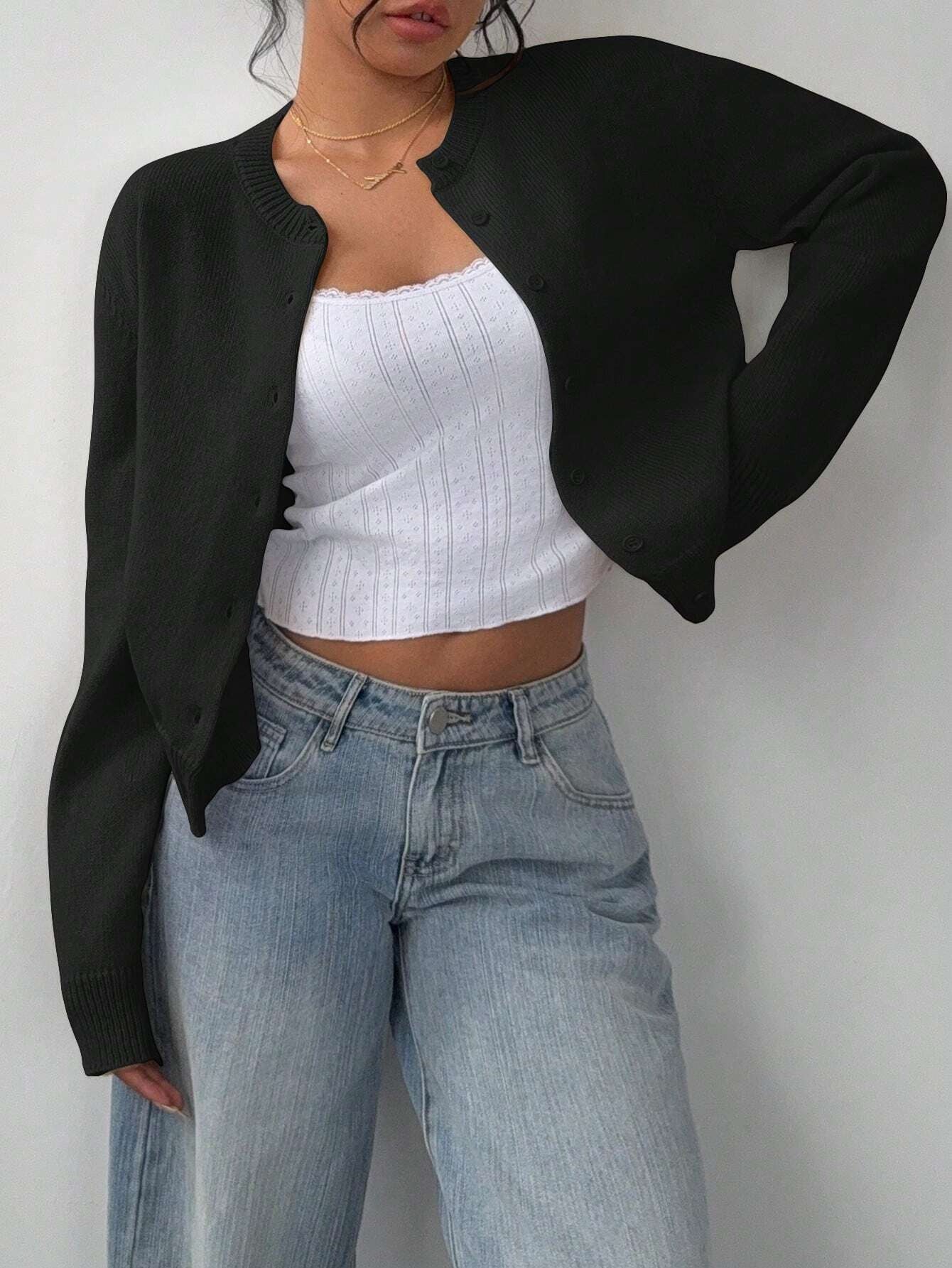 Chic Long Sleeved Knitted Cardigan