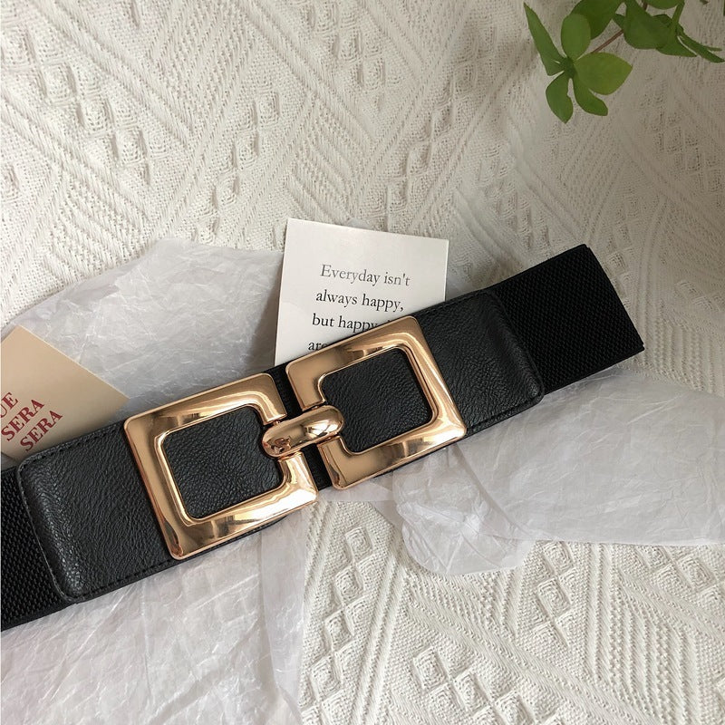 Goddess cinch Belt Women's Versatile Square Buckle Elastic Wide Waistband