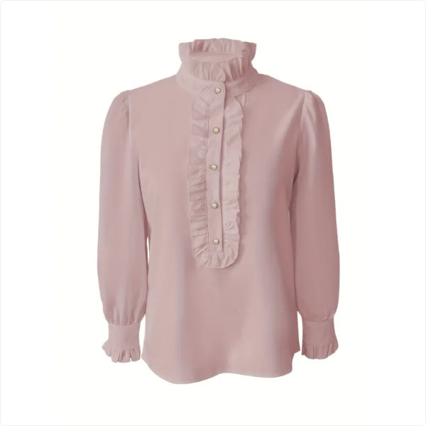Royal Ruffle Blouse With Lotus Leaf Hem