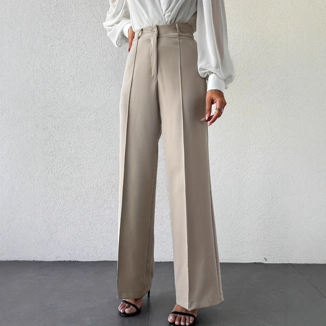 2025 The Luxe Line High Waist Slimming And Straight, Side Pocket French Commuter Business Trousers