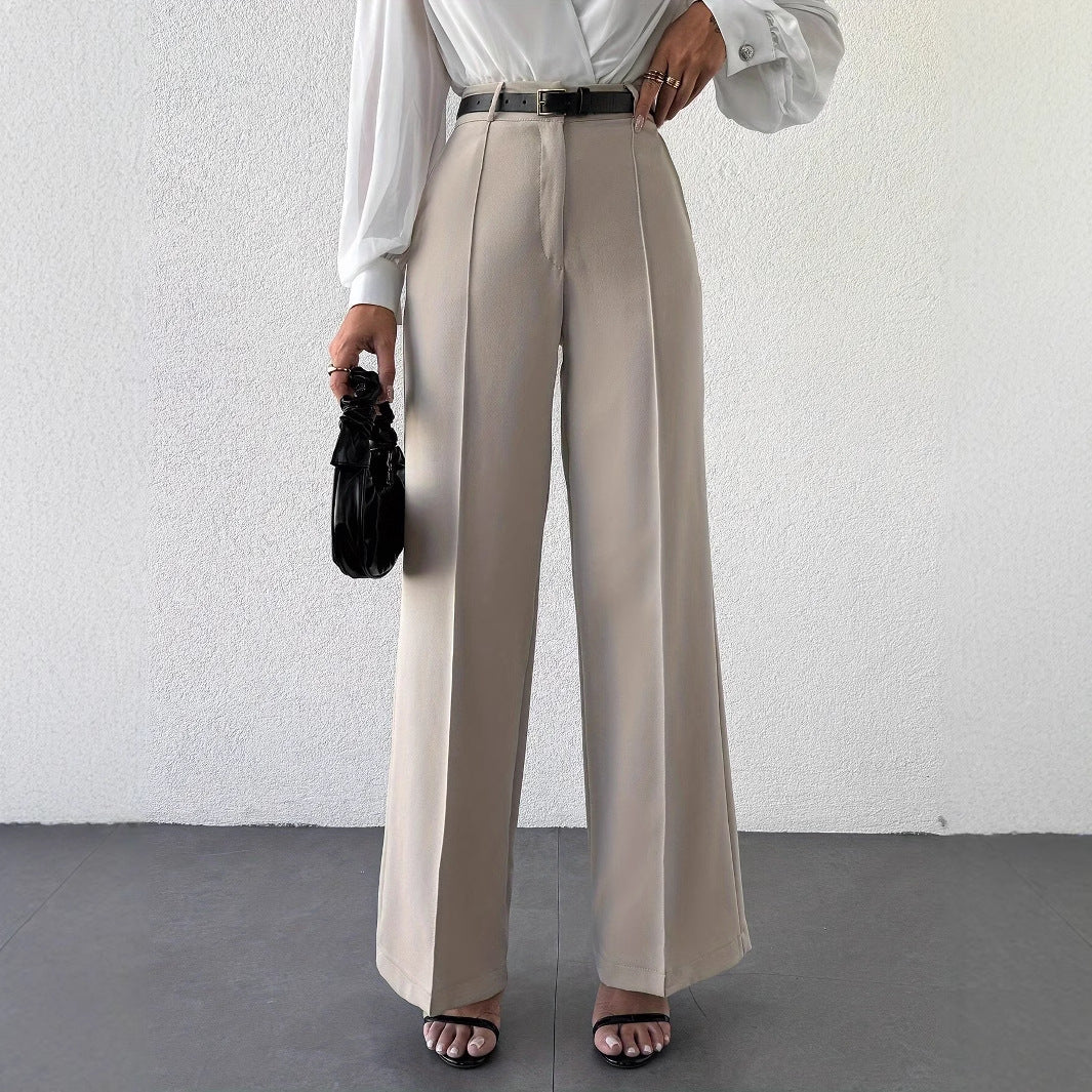 2025 The Luxe Line High Waist Slimming And Straight, Side Pocket French Commuter Business Trousers