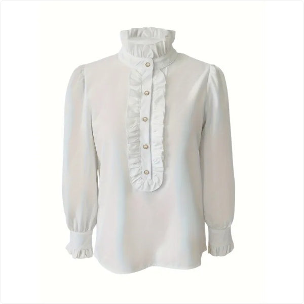 Royal Ruffle Blouse With Lotus Leaf Hem