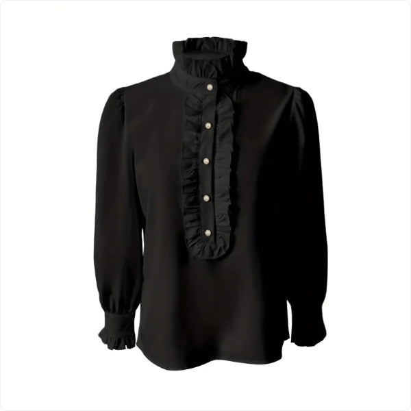Royal Ruffle Blouse With Lotus Leaf Hem