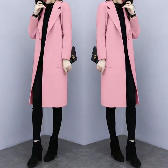 Mid-length Thin and Loose Wool Overcoat Women's Coat
