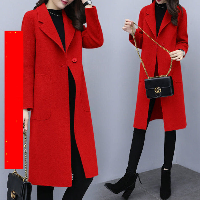 Mid-length Thin and Loose Wool Overcoat Women's Coat
