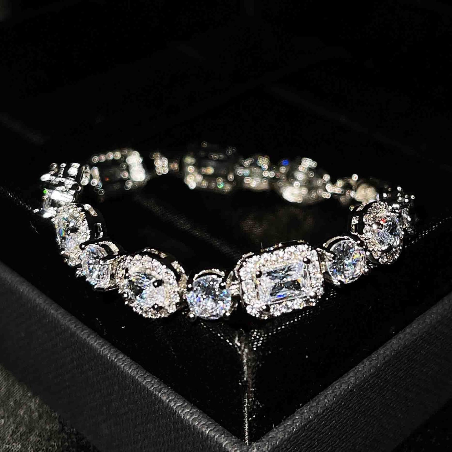 Women's Sterling Silver-plated Diamond Bracelet