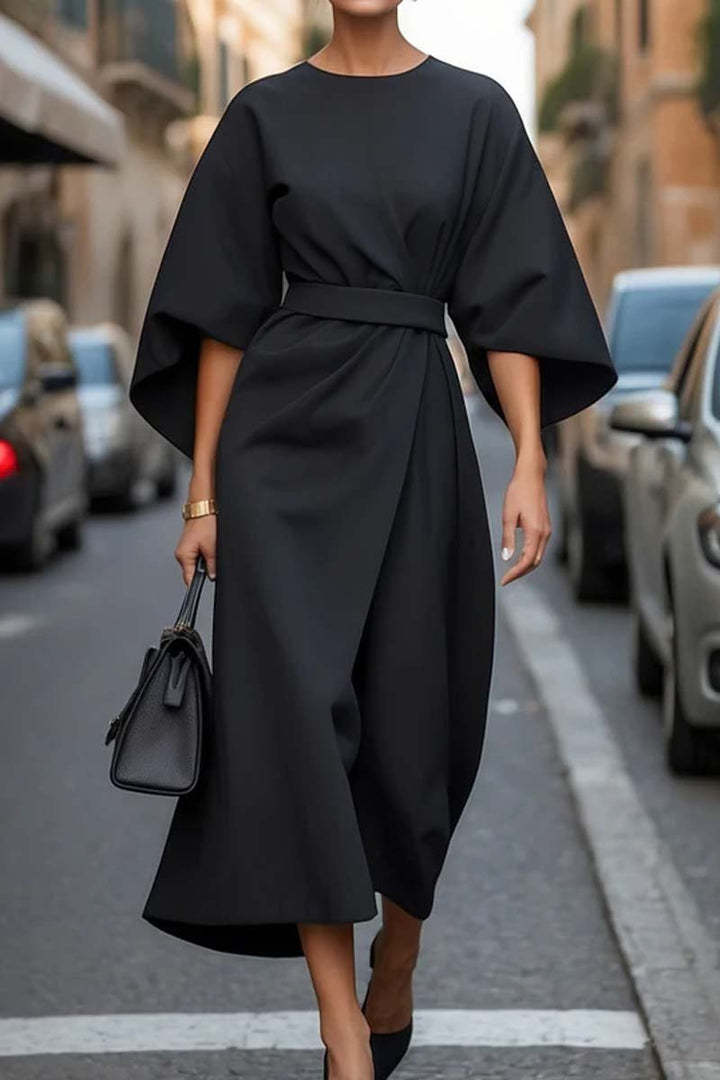 Loose Batwing Sleeve Dress Fashion Waist-tighted Elegant Dresses