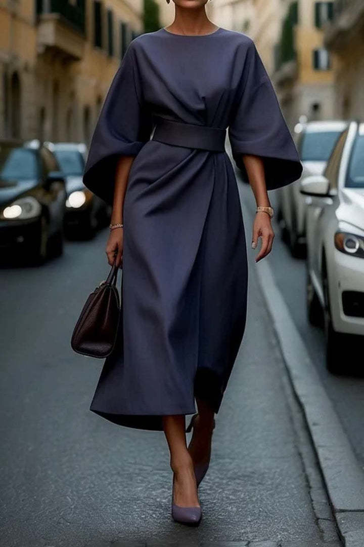Loose Batwing Sleeve Dress Fashion Waist-tighted Elegant Dresses