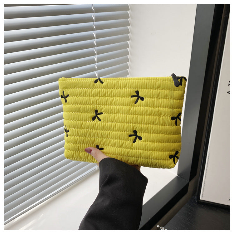 Oxford Cloth Bow Bliss Pouch Print Clutch For Women