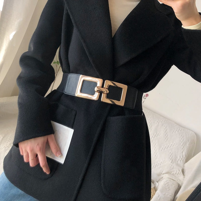 Goddess cinch Belt Women's Versatile Square Buckle Elastic Wide Waistband