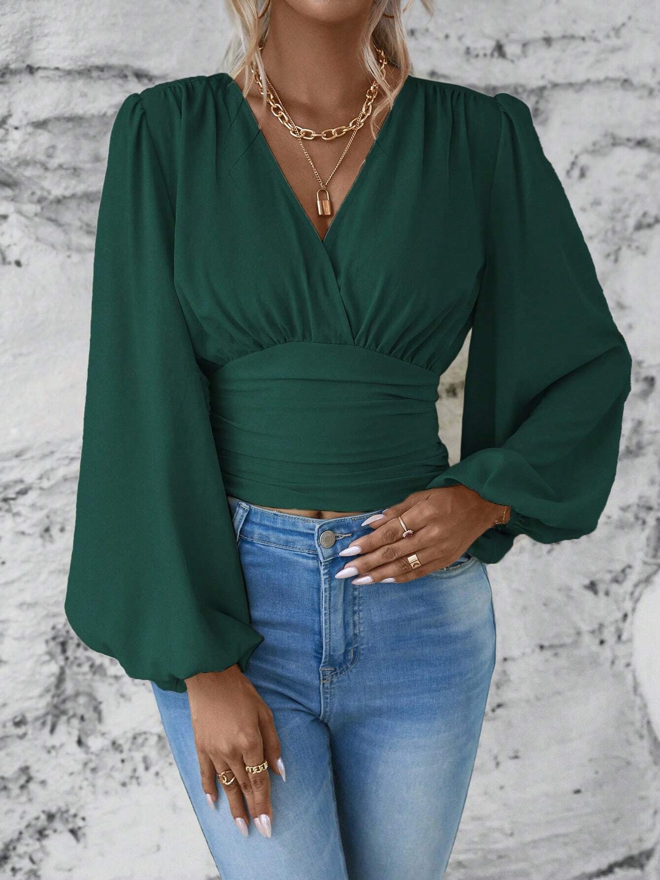 V-neck Sleeve ROYAL LUXE Top