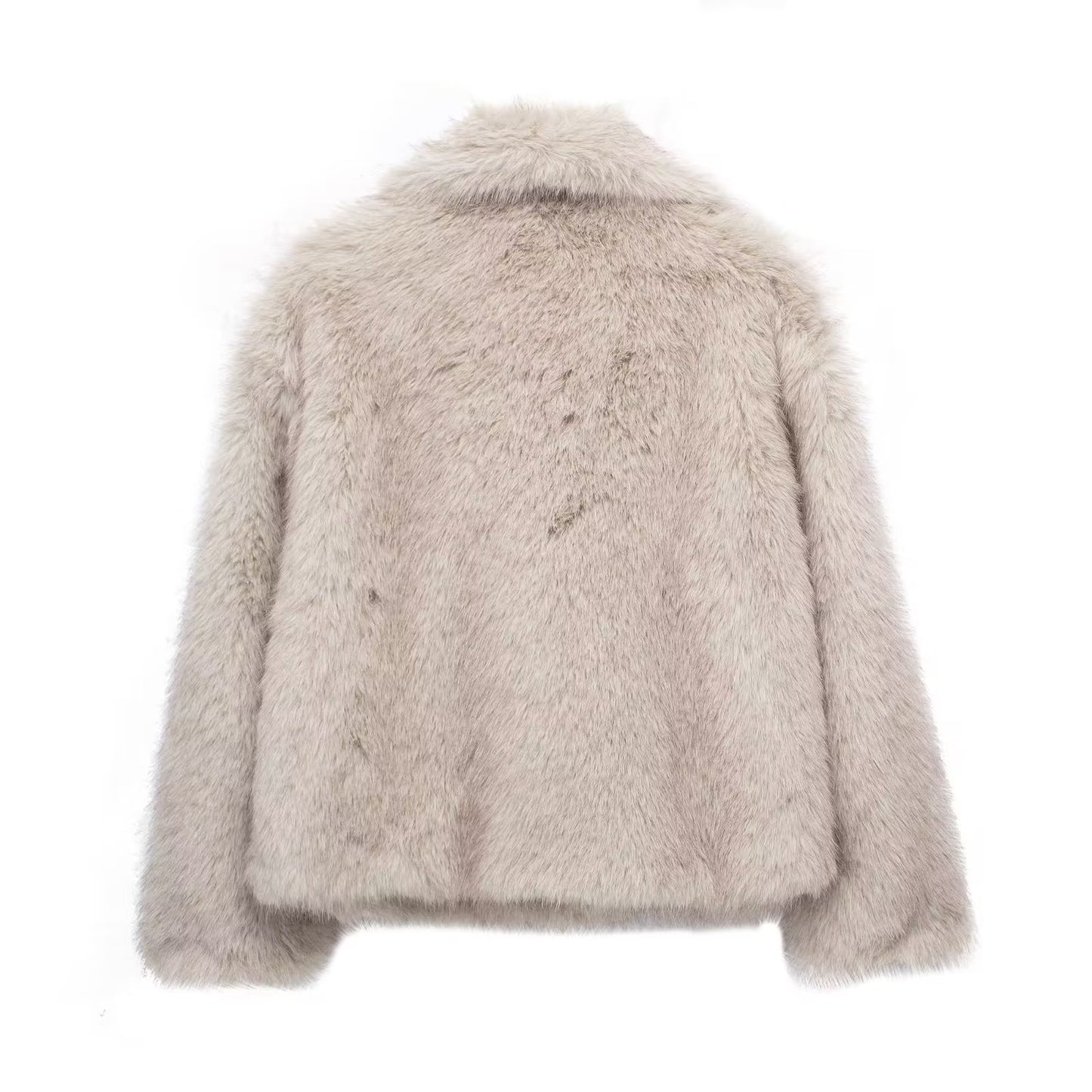 Winter Plush Coat Fashion Warm Thicken Fluffy Lapel Jacket Outwear Long Sleeve