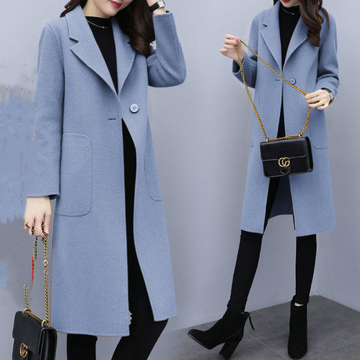 Mid-length Thin and Loose Wool Overcoat Women's Coat