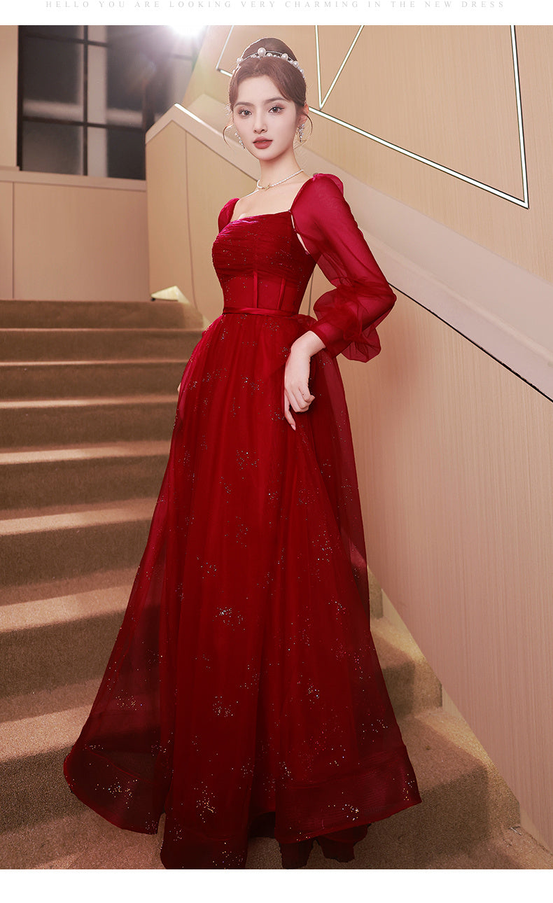 Wine Red Evening Dress For Women