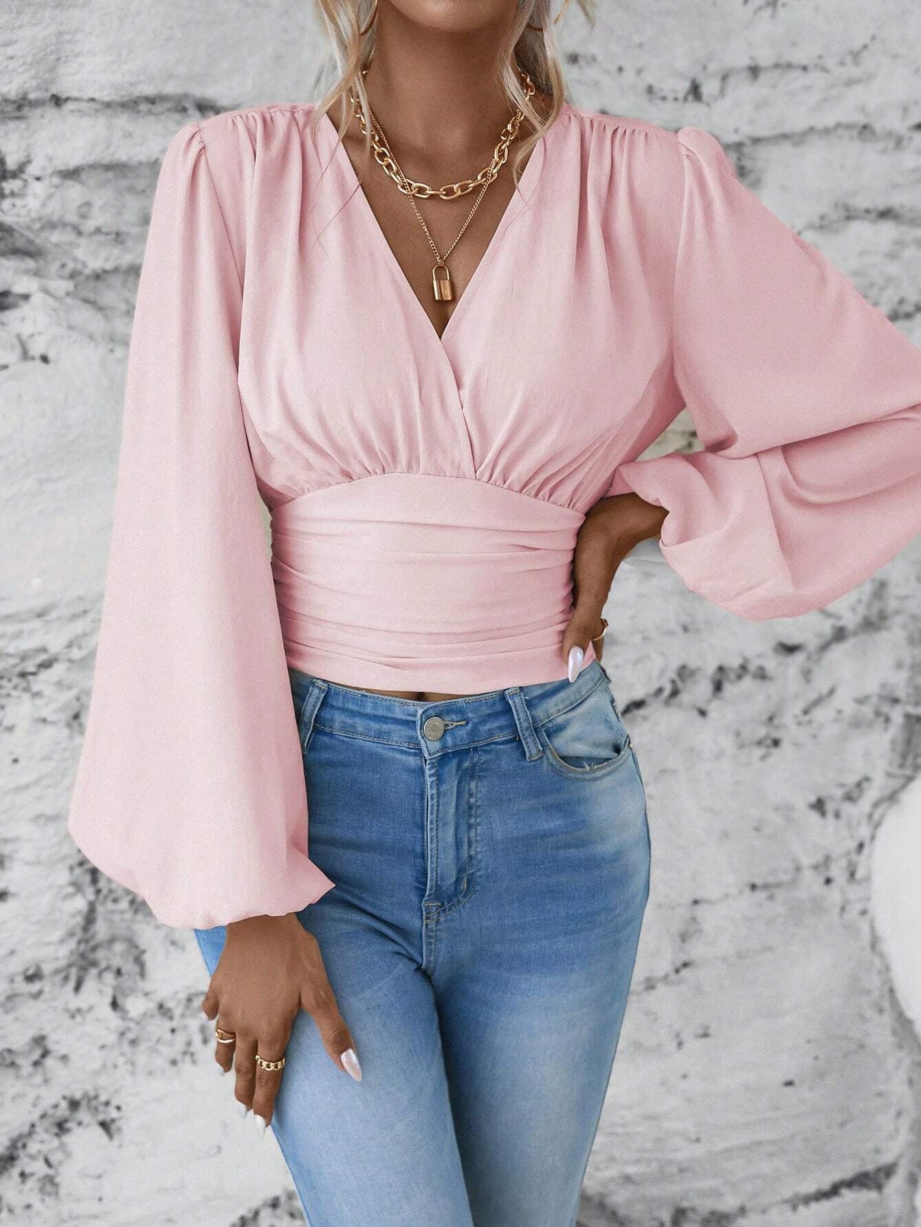 V-neck Sleeve ROYAL LUXE Top