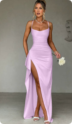 Elegant Sexy Slim-fit Pleated Formal Dress