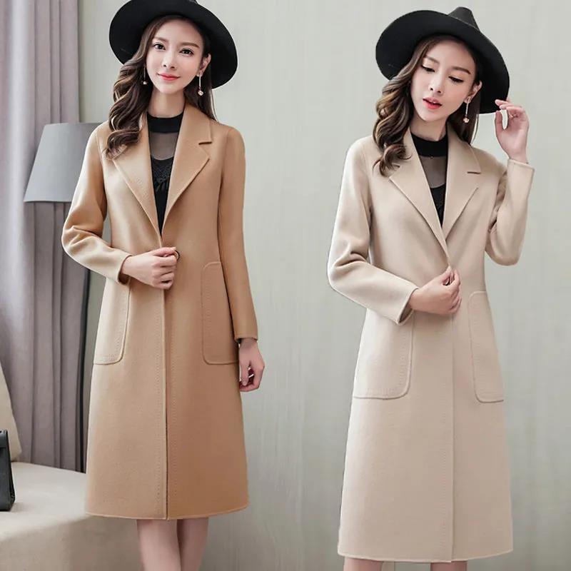 Mid-length Thin and Loose Wool Overcoat Women's Coat