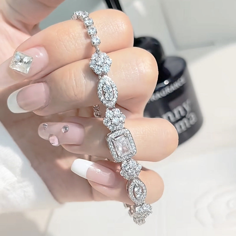 Women's Sterling Silver-plated Diamond Bracelet