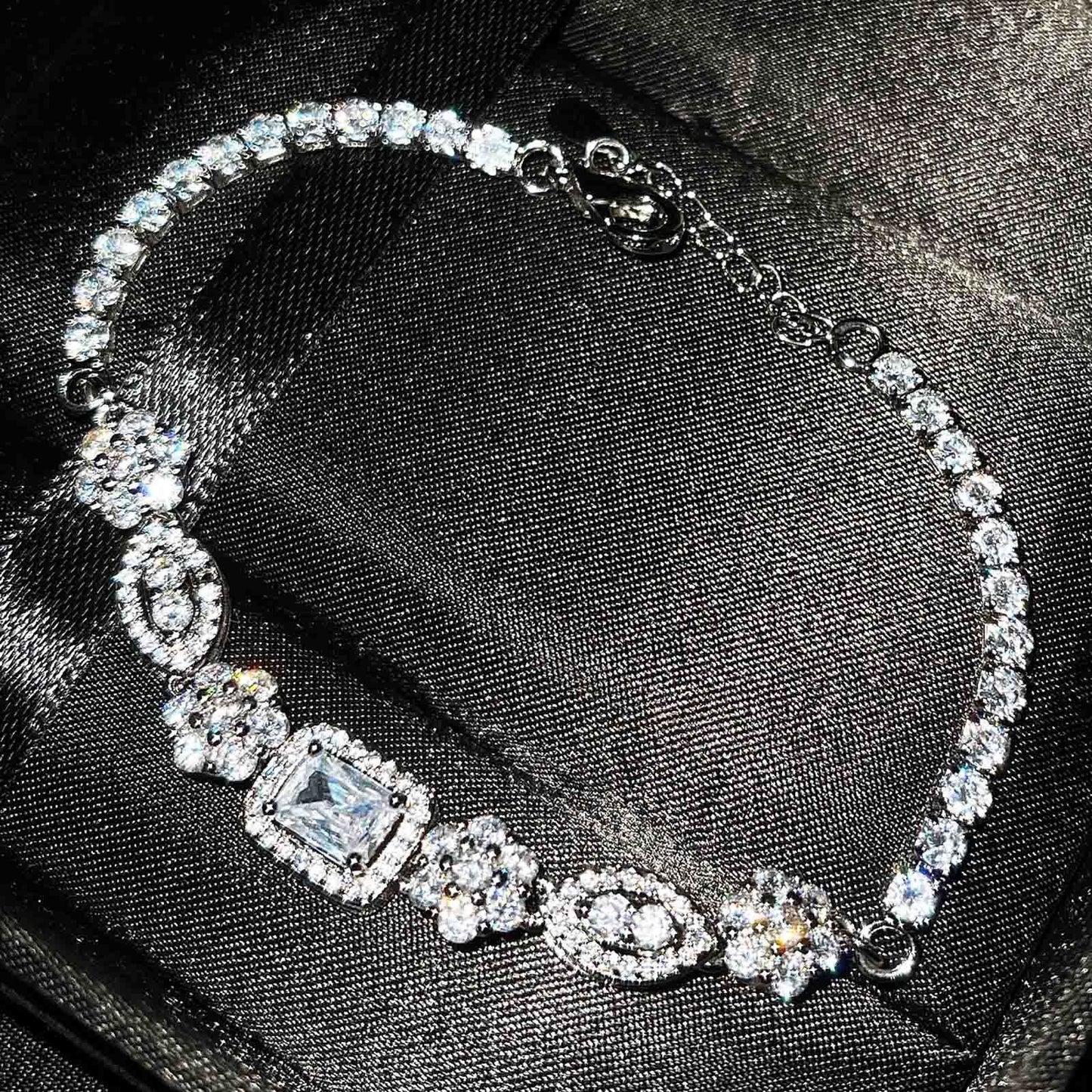 Women's Sterling Silver-plated Diamond Bracelet