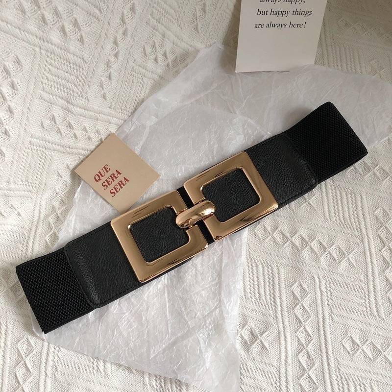Goddess cinch Belt Women's Versatile Square Buckle Elastic Wide Waistband
