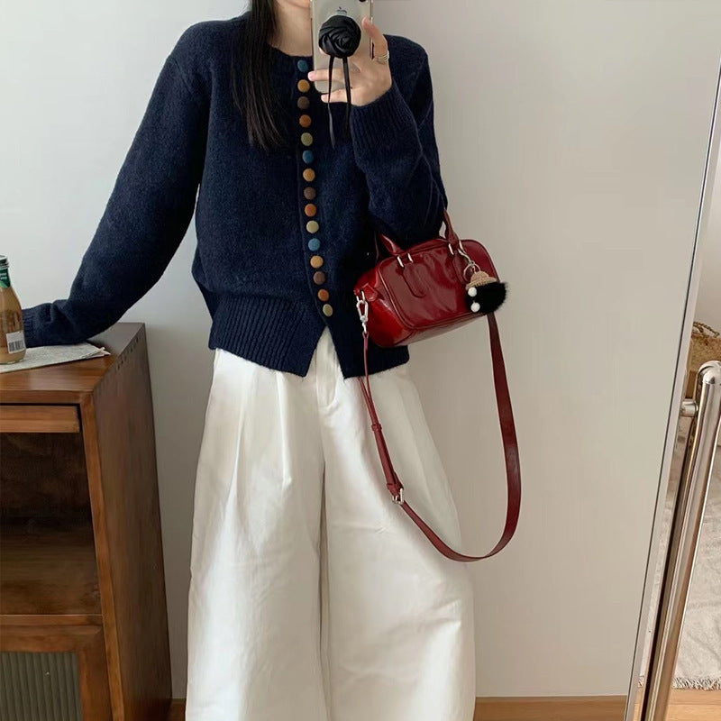 Temperament Wild Western Style Youthful-looking Vintage Wine Sweater Coat