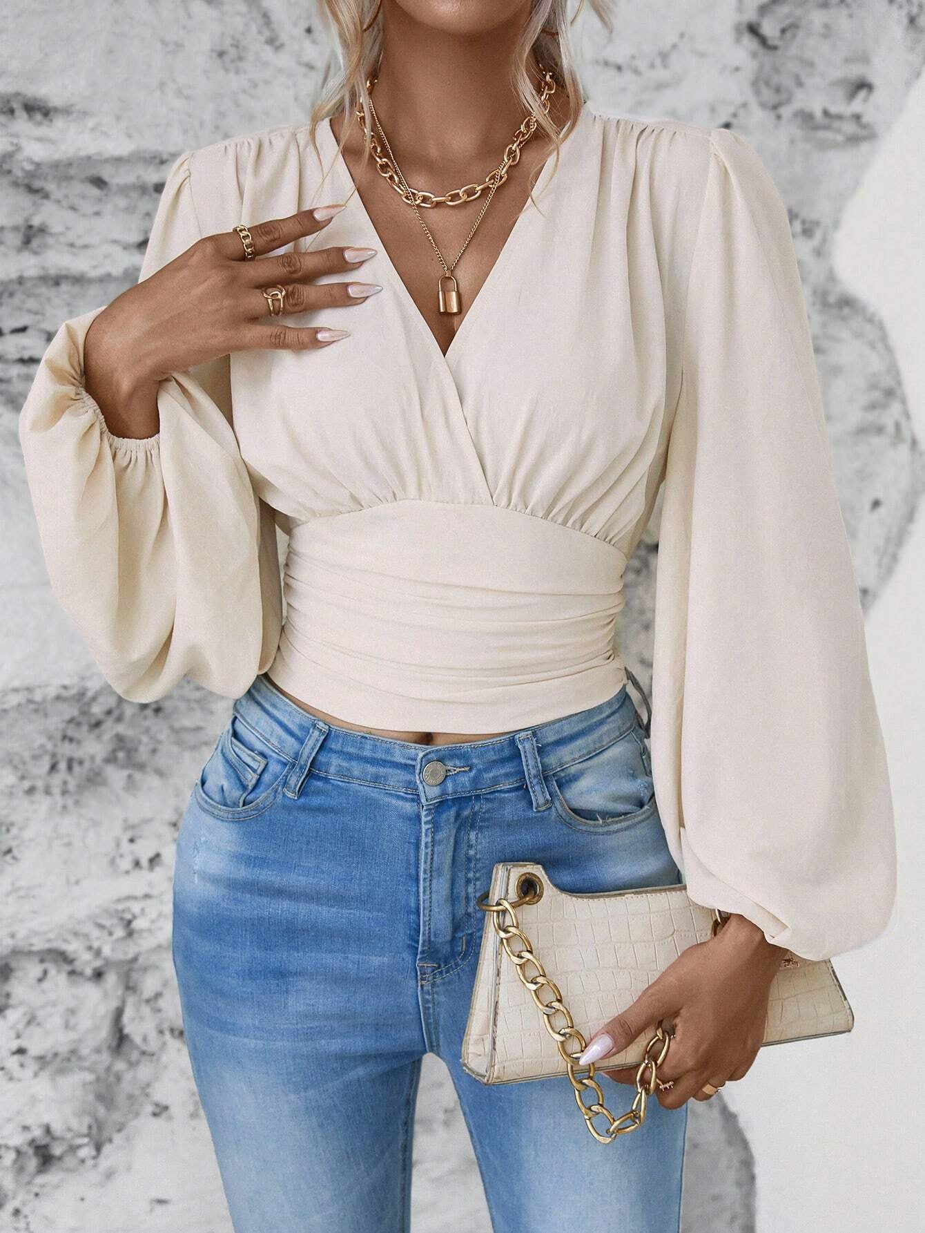 V-neck Sleeve ROYAL LUXE Top