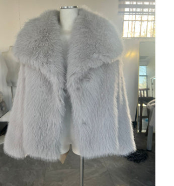 Winter Plush Coat Fashion Warm Thicken Fluffy Lapel Jacket Outwear Long Sleeve